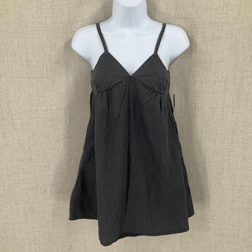 Old Navy Babydoll Cami Women L Dark Gray Cotton Boho Minimalist Goth Grunge